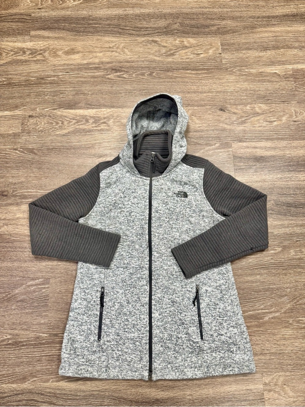 The North Face Indi Full Zip Hooded Fleece Jacket Gray Women’s L